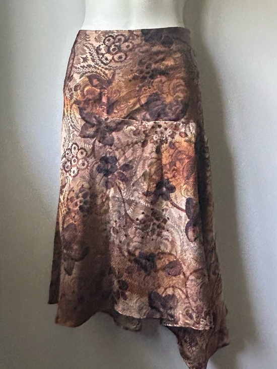 Vamp Dresses & Skirts - Vintage Vamp Brown Floral Asymmetric Skirt